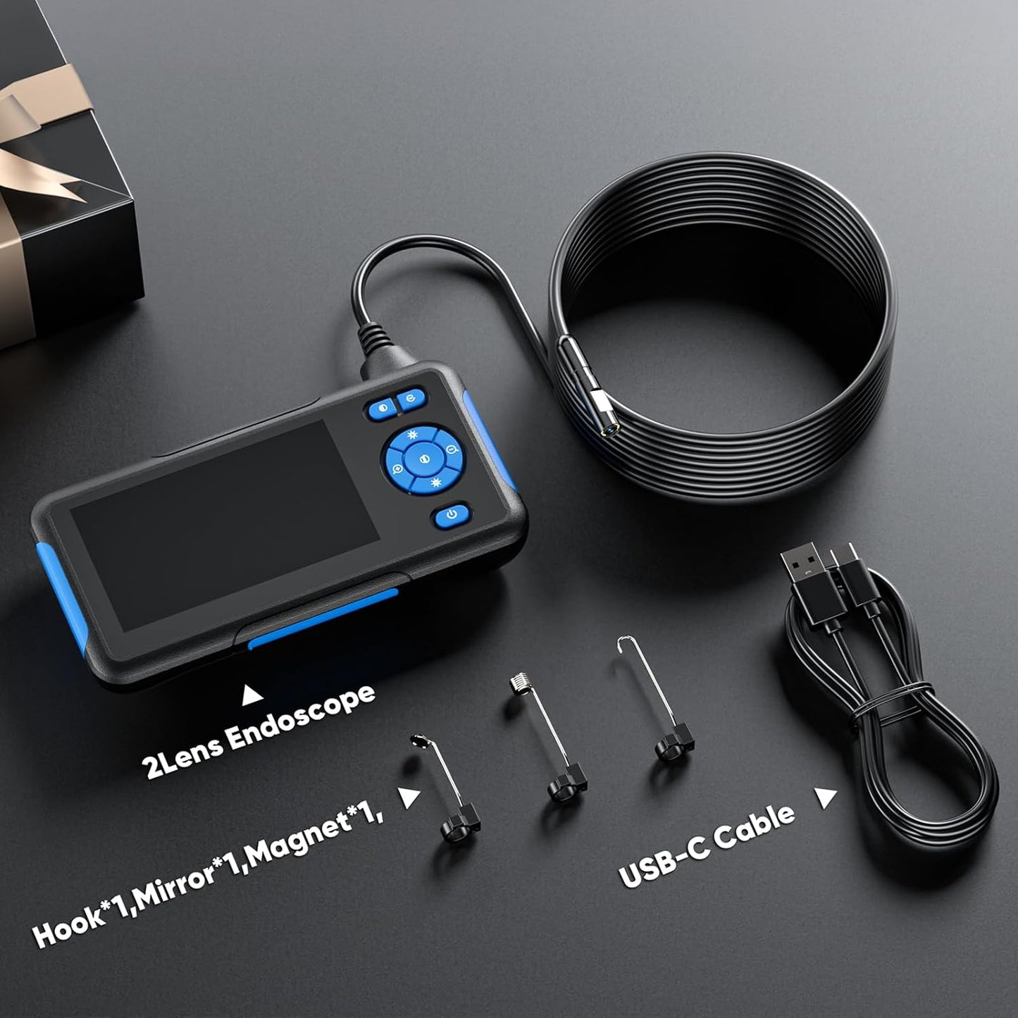 Endoscope Camera with Light, Dual Lens 4.3'' Inspection Camera, 1080P HD Borescope, IP67 Waterproof Snake Camera for Inspecting Walls, Vents, Automotive Engines, Pipes, 16.4FT