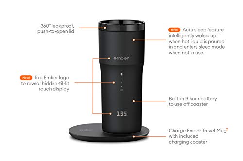 NEW Ember Temperature Control Travel Mug 2, 12 oz, 1 Count (Pack of 1), Black