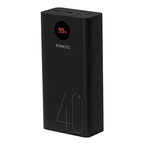 ROMOSS 40000mAh Power Bank, 18W PD&QC Fast Charge L:6.7 x 3.2 x 1.7 in, black