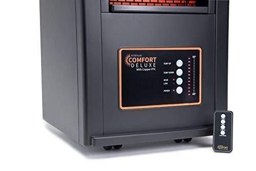 AirNmore Comfort Deluxe with Copper PTC, Infrared Space Heater Black