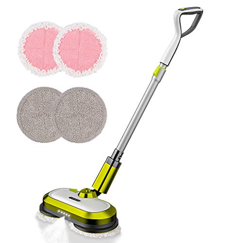 Cordless Electric Mop, Spin Mop with LED 5 Piece Set, Green