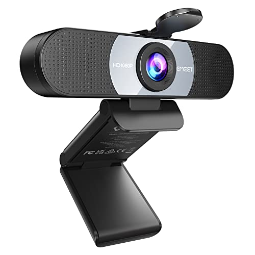 1080P HD Webcam - EMEET C960 Web Camera with Microphone, 90°POV PC Grey