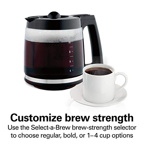 Hamilton Beach Programmable Coffee Maker, 12 Cups, 3 Brewing Options, Black
