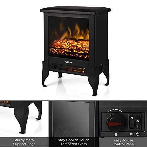 TURBRO Suburbs TS17 Compact Electric Fireplace Heater, Freestanding Stove...