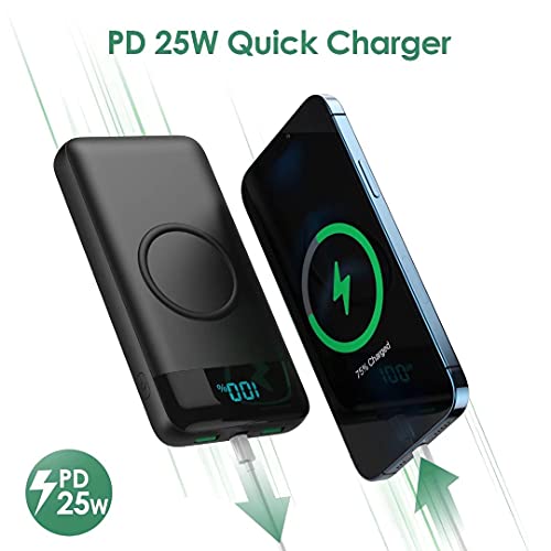 Wireless Portable Charger 30,800mAh 15W 5.9x2.9x0.6 Inch, Black