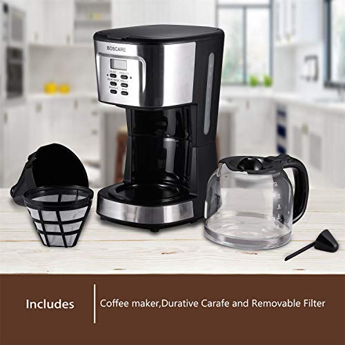 BOSCARE programmable coffee maker,2-12 Cup Drip Coffee maker, Mini Coffee...