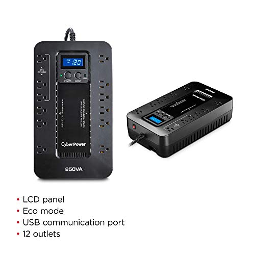 CyberPower EC850LCD Ecologic Battery Backup & Surge Protector UPS Black