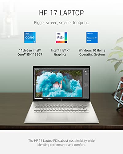 HP 17 Laptop, 11th Gen Intel Core i5-1135G7, 8 GB 17.3-inch, Natural Silver