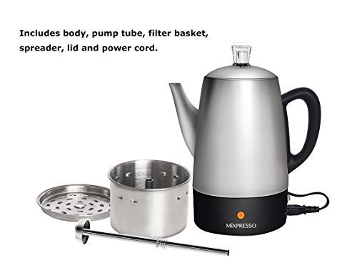 Mixpresso Electric Coffee Percolator , Stainless Steel Coffee