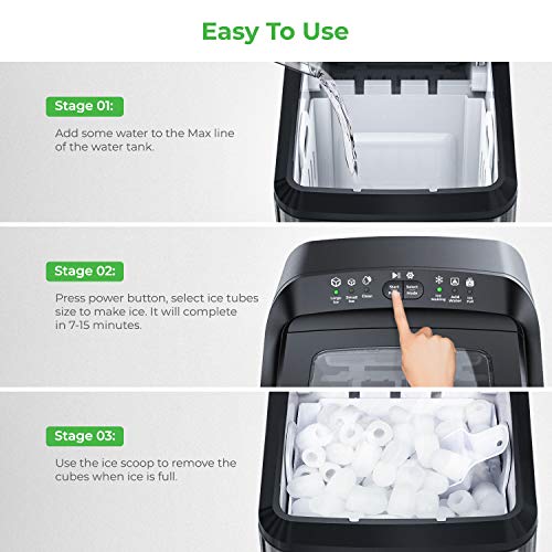 Dreamiracle Ice Maker Machine for L 15.75×W 9.69×H 16.93 in, Black