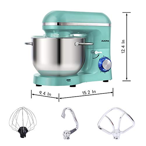 Aucma Stand Mixer,6.5-QT 660W 6-Speed Tilt-Head Food Mixer, 6.5QT, Blue