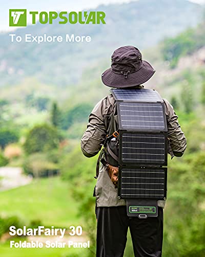 UPGRADE Topsolar SolarFairy 30 Foldable Solar Panel 30W Portable Battery...