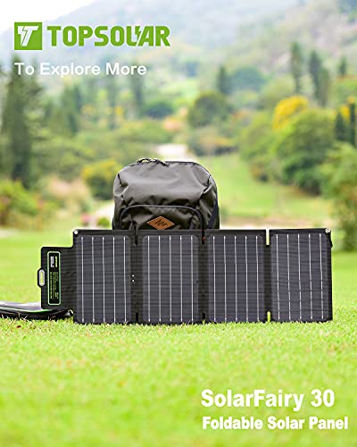 UPGRADE Topsolar SolarFairy 30 Foldable Solar Panel 30W Portable Battery...