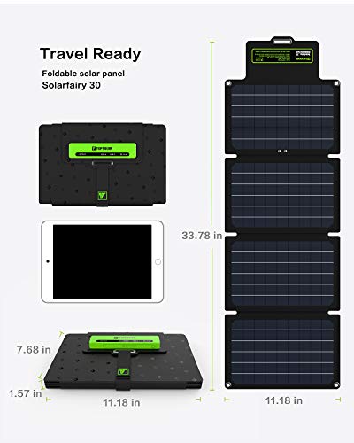 UPGRADE Topsolar SolarFairy 30 Foldable Solar Panel 30W Portable Battery...