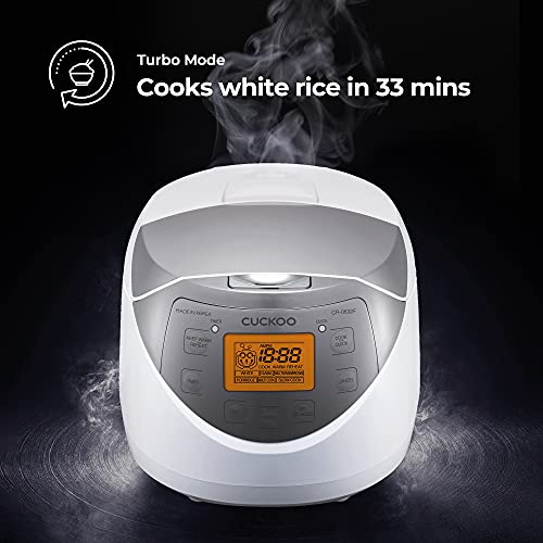 Cuckoo CR-0632F 6 Cup Micom Rice Cooker and Warmer, 10 Menu White/Silver