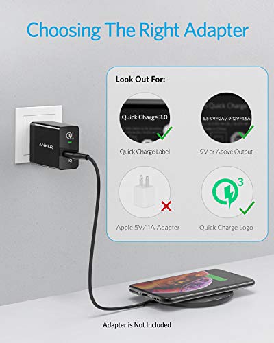 Anker Wireless Charger, PowerWave Pad Qi-Certified 10W Max for 1 Pack, Black