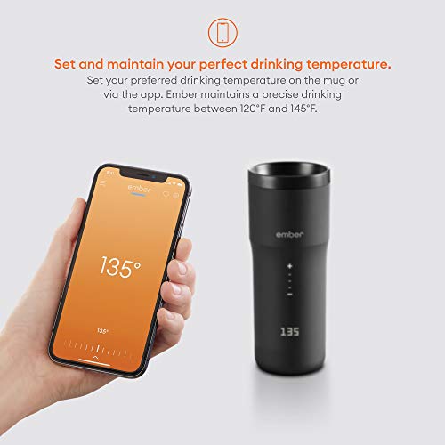 NEW Ember Temperature Control Travel Mug 2, 12 oz, 1 Count (Pack of 1), Black
