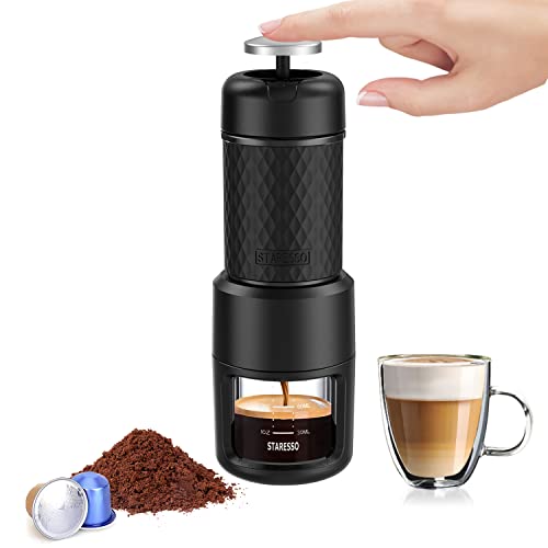 STARESSO (Upgrade) Portable Espresso Machine - Manual Medium, Black