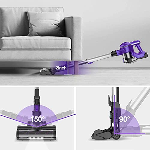 INSE Cordless Vacuum Cleaner, 23Kpa 265W Powerful Suction Stick Lilac