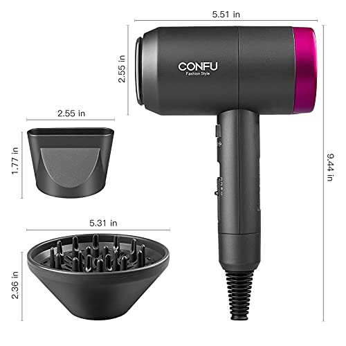 Hair Dryer, Powerful Lightweight Negative Ionic Blow 3 Heat Grey