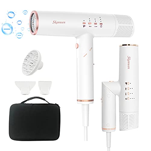 Professional Hair Dryer, Brushless Motor, Foldable Blow Dryers White