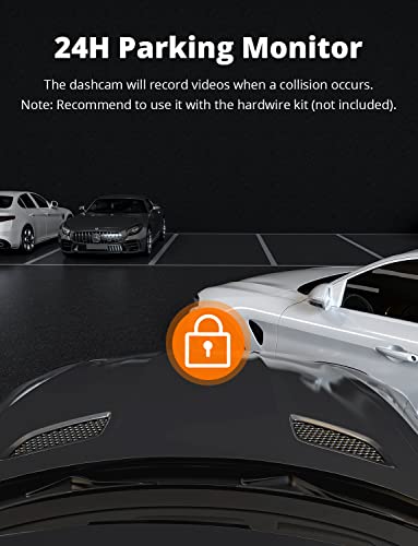 Kingslim D4 4K Dual Dash Cam with Built-in WiFi GPS, Front 4K/2.5K Rear Black