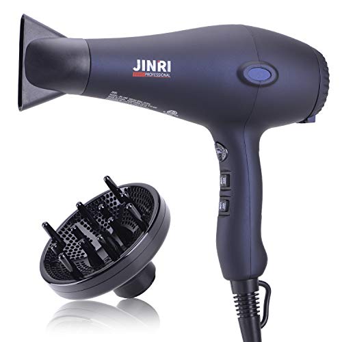 Professional Ceramic Tourmaline Hair Dryer 1875 Watt Fast 4 Piece Set, Black