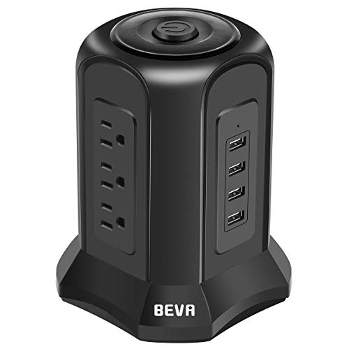 BEVA Power Strip Tower with 9 AC-Outlets and 4 USB Charging Ports Switch...