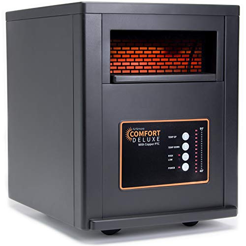 AirNmore Comfort Deluxe with Copper PTC, Infrared Space Heater Black