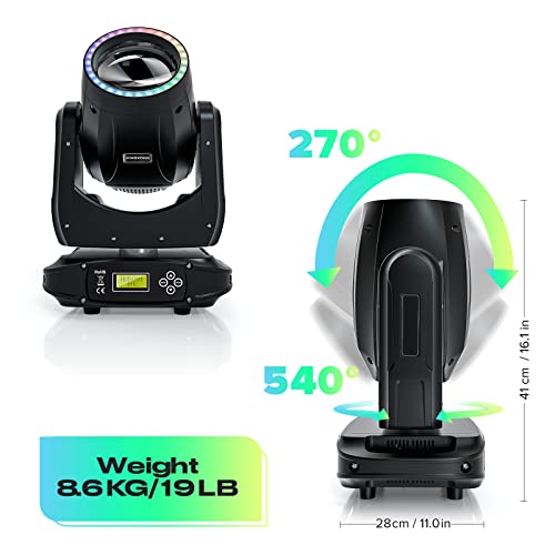 U`King Moving Head Lights DJ 150W Spotlights 15 Gobos 13 Colors White