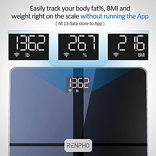 RENPHO Premium Wi-Fi Bluetooth Scale Smart 1 Count (Pack of 1), Dark Blue