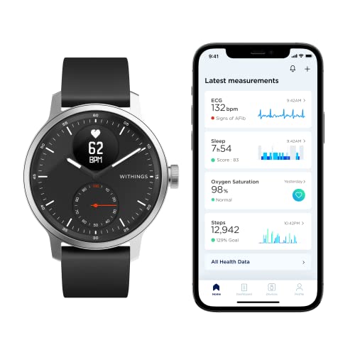 Withings ScanWatch - Hybrid Smartwatch with ECG, Heart Rate 42 mm, Black