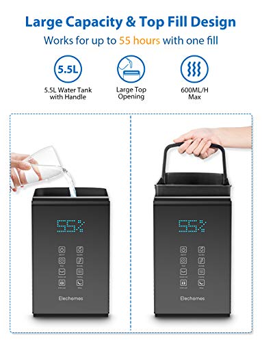 Elechomes SH8820 Humidifiers, 5.5L Top Fill Warm and Cool 5.5 Liter, Black