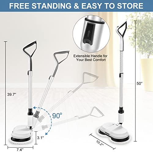 OGORI Electric Mop, Cordless Spin Mop Hardwood 11 Piece Set, Grey