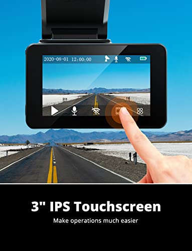 Kingslim D4 4K Dual Dash Cam with Built-in WiFi GPS, Front 4K/2.5K Rear Black