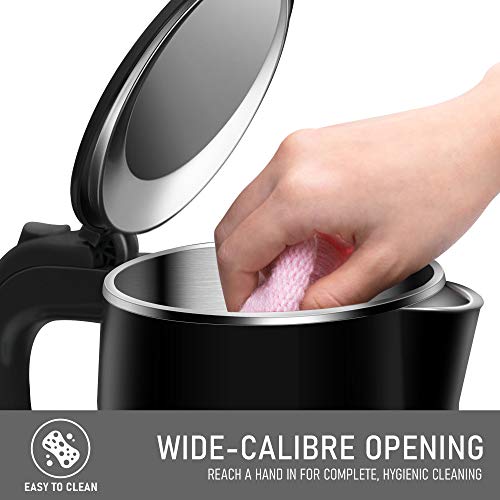 COOKTRON 1.7L Electric Kettle, Double Wall Hot Water Boiler BPA-Free, Black