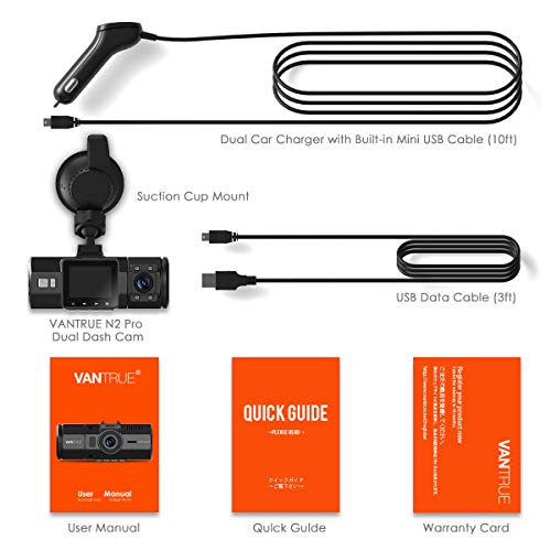 Vantrue N2 Pro Uber Dual 1080P Dash Cam, 2.5K 1440P Front and Black