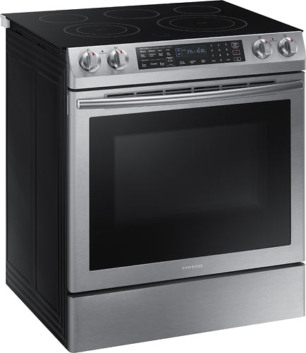 Samsung - 5.8 Cu. Ft. Electric Self-Cleaning Slide-In Range with Convection...