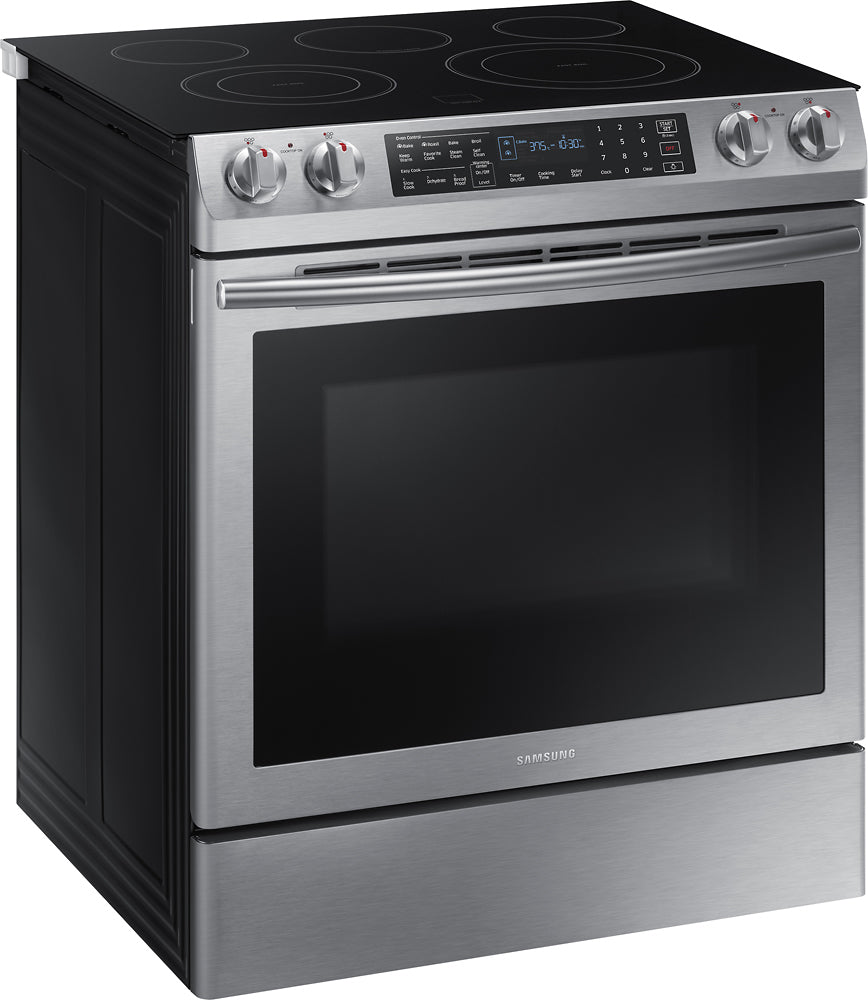 Samsung - 5.8 Cu. Ft. Electric Self-Cleaning Slide-In Range with Convection...