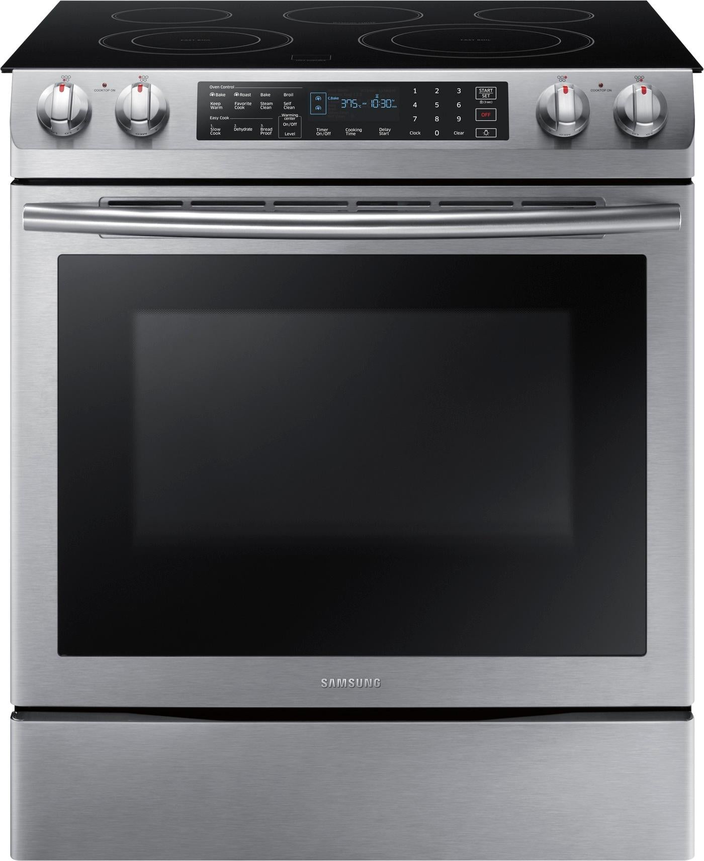 Samsung - 5.8 Cu. Ft. Electric Self-Cleaning Slide-In Range with Convection...