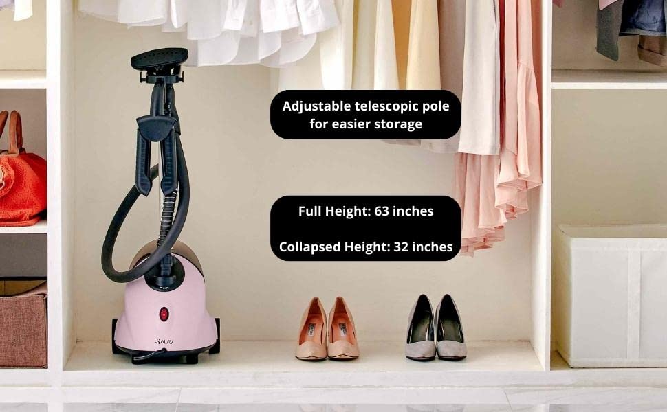 SALAV GS18-DJ Standing Garment Steamer 14.2 in x 11.4 x 65.0 in, Black