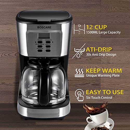BOSCARE programmable coffee maker,2-12 Cup Drip Coffee maker, Mini Coffee...