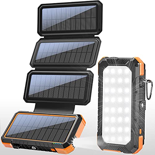 BLAVOR Solar Charger with Foldable Panels, Outdoor Power Bank 18W Fast Orange