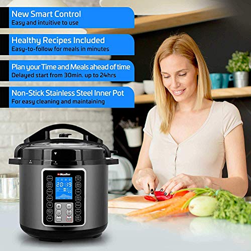 Mueller UltraPot 6Q Pressure Cooker Instant Crock 10 in 1 Pot with Slate Gray