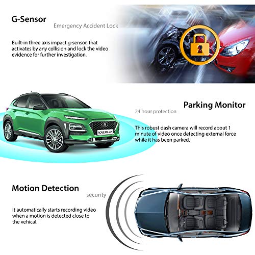 Rove R2-4K Dash Cam Built in WiFi GPS Car Dashboard Camera Recorder Black