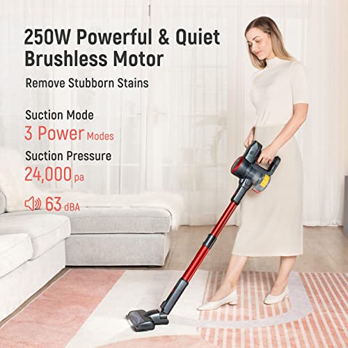 Fabuletta 10-in-1 Cordless Vacuum Cleaner - 24Kpa 250W Brushless Motor Red