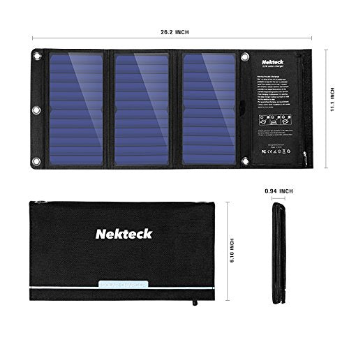 Nekteck 21W Portable Solar Panel Charger, Waterproof Camping Gear Solar...