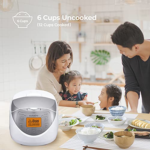 Cuckoo CR-0632F 6 Cup Micom Rice Cooker and Warmer, 10 Menu White/Silver