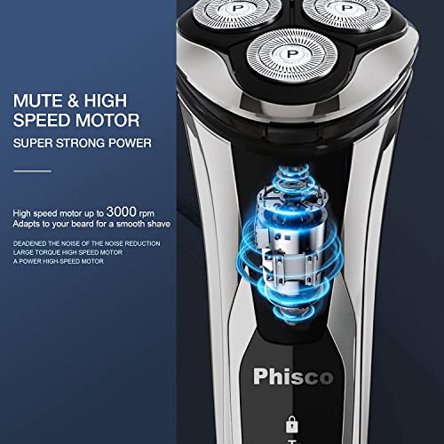 Phisco Men's Electric Shaver-IPX7 Waterproof 1 Count (Pack of 1), Black