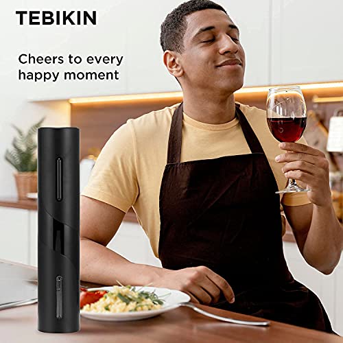 Electric Wine Opener Set, TEBIKIN Automatic Bottle Openers, Black